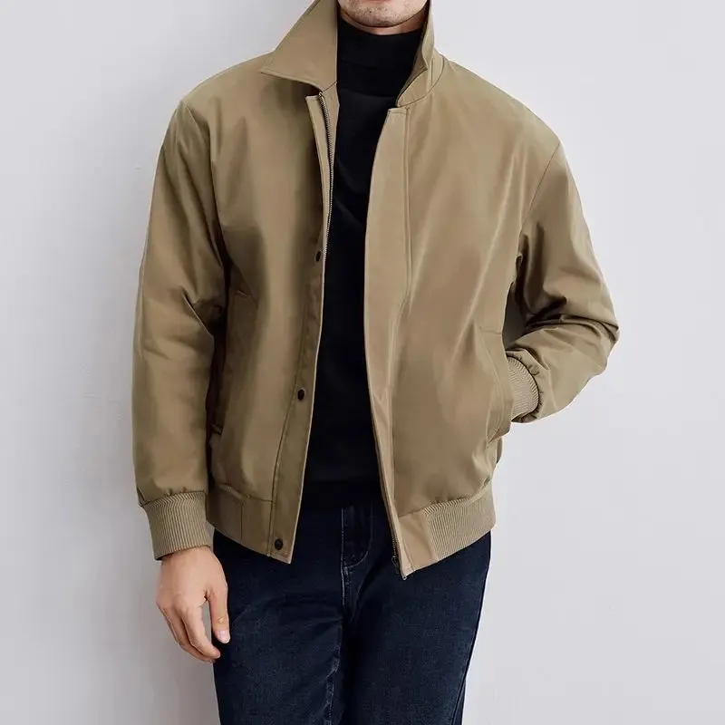 Aidase mens outfits Maillard Style Autumn New Short Men Jacket Korean Fashion Lapel High-end Solid Color Casual Bomber Jacket Coats Men