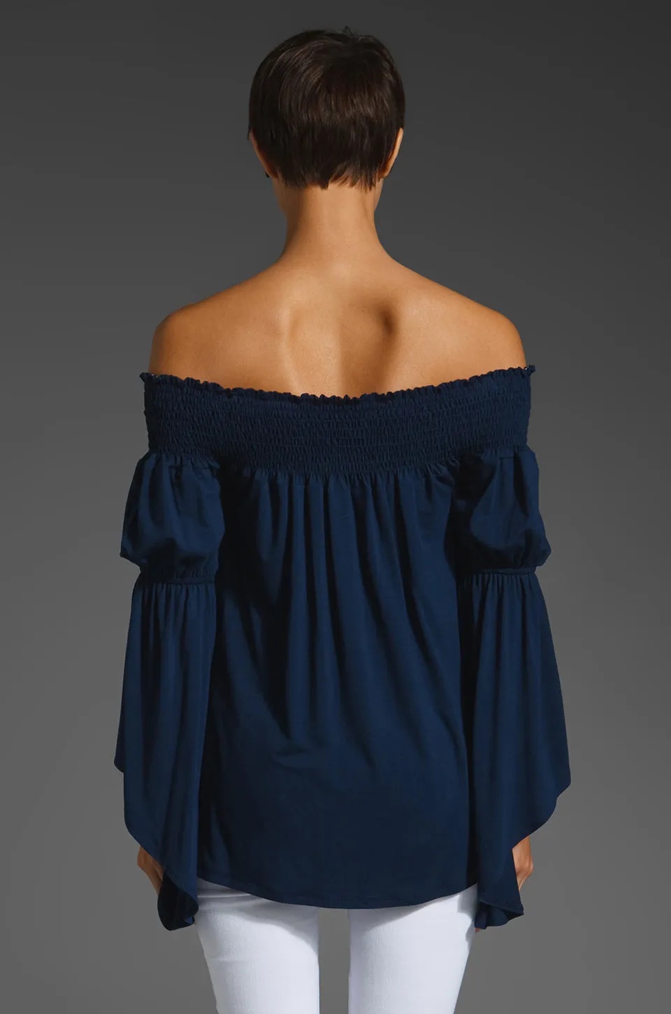 AUBREY OFF SHOULDER TOP (Navy)-JT7510