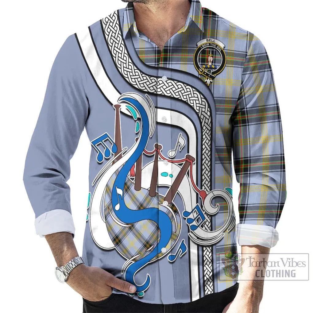 Bell Tartan Long Sleeve Button Shirt with Epic Bagpipe Style