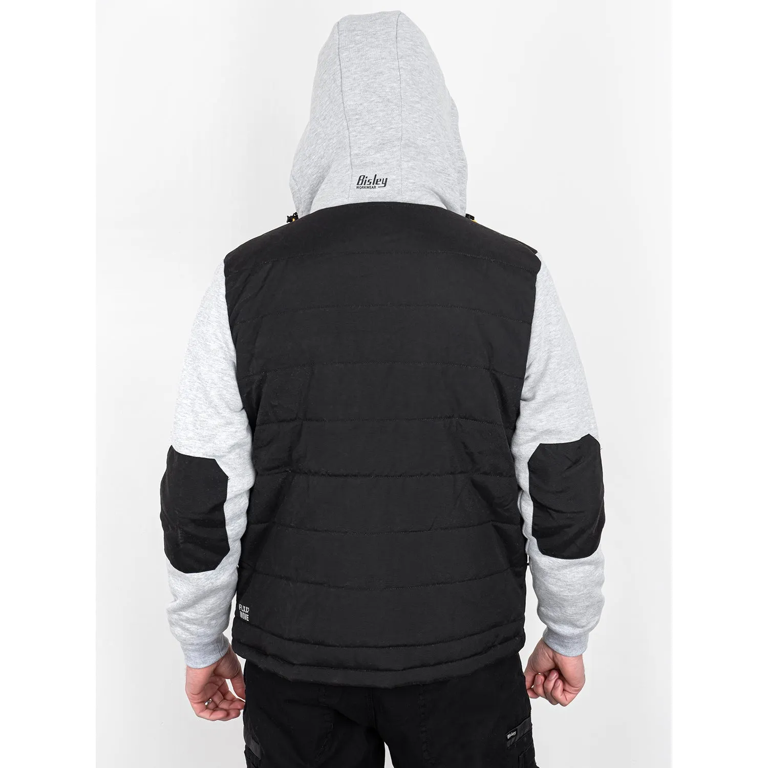 Bisley Flex & Move Contrast Puffer Fleece Hooded Jacket - Black/Charcoal