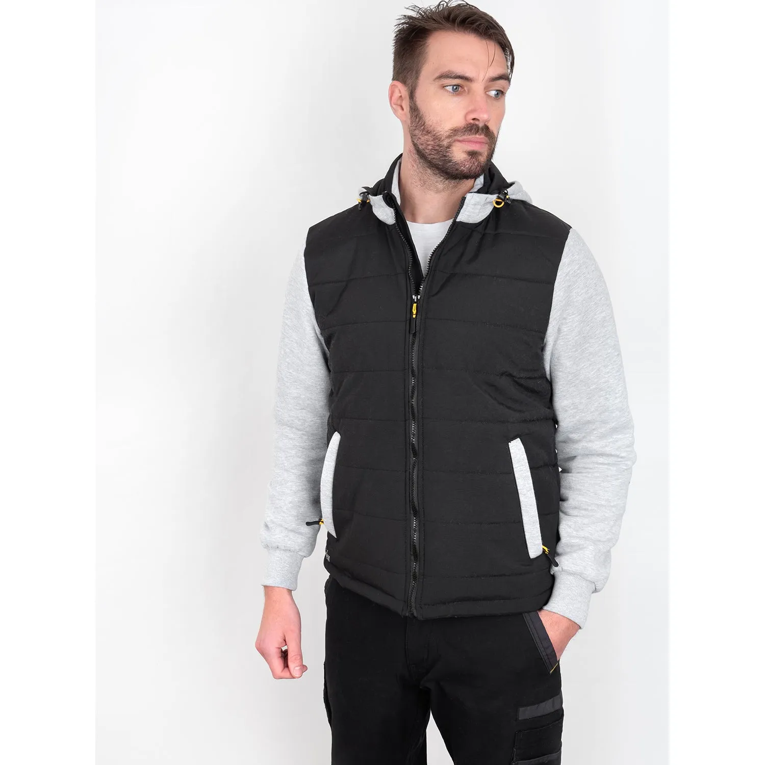 Bisley Flex & Move Contrast Puffer Fleece Hooded Jacket - Black/Charcoal