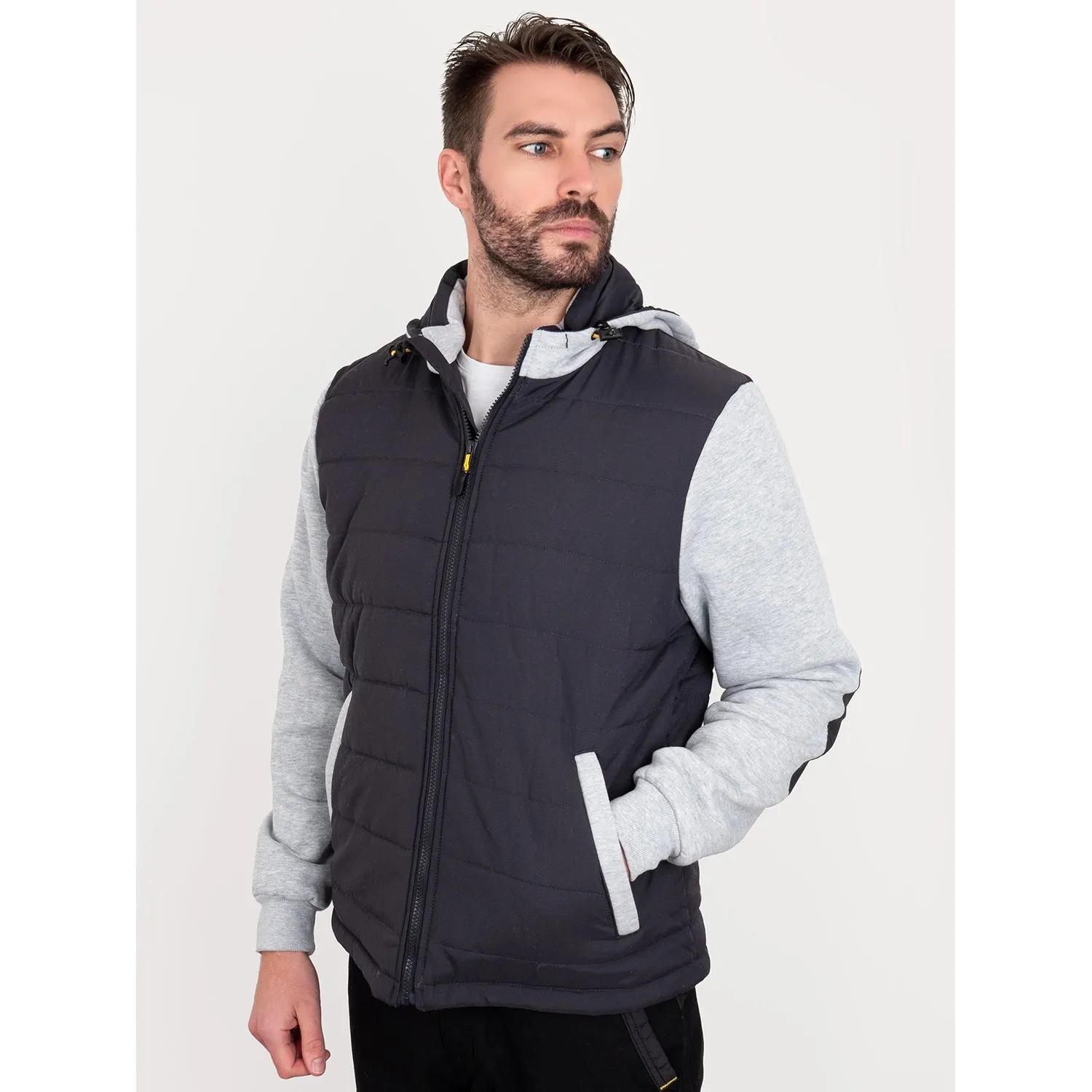 Bisley Flex & Move Contrast Puffer Fleece Hooded Jacket - Black/Charcoal