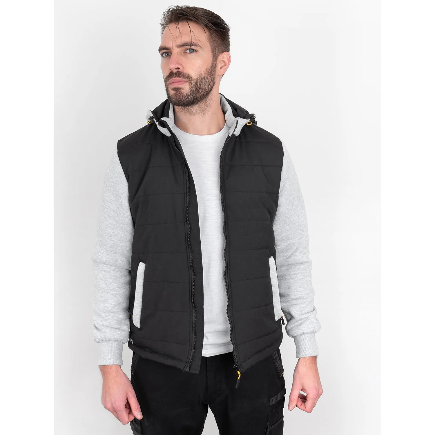 Bisley Flex & Move Contrast Puffer Fleece Hooded Jacket - Black/Charcoal