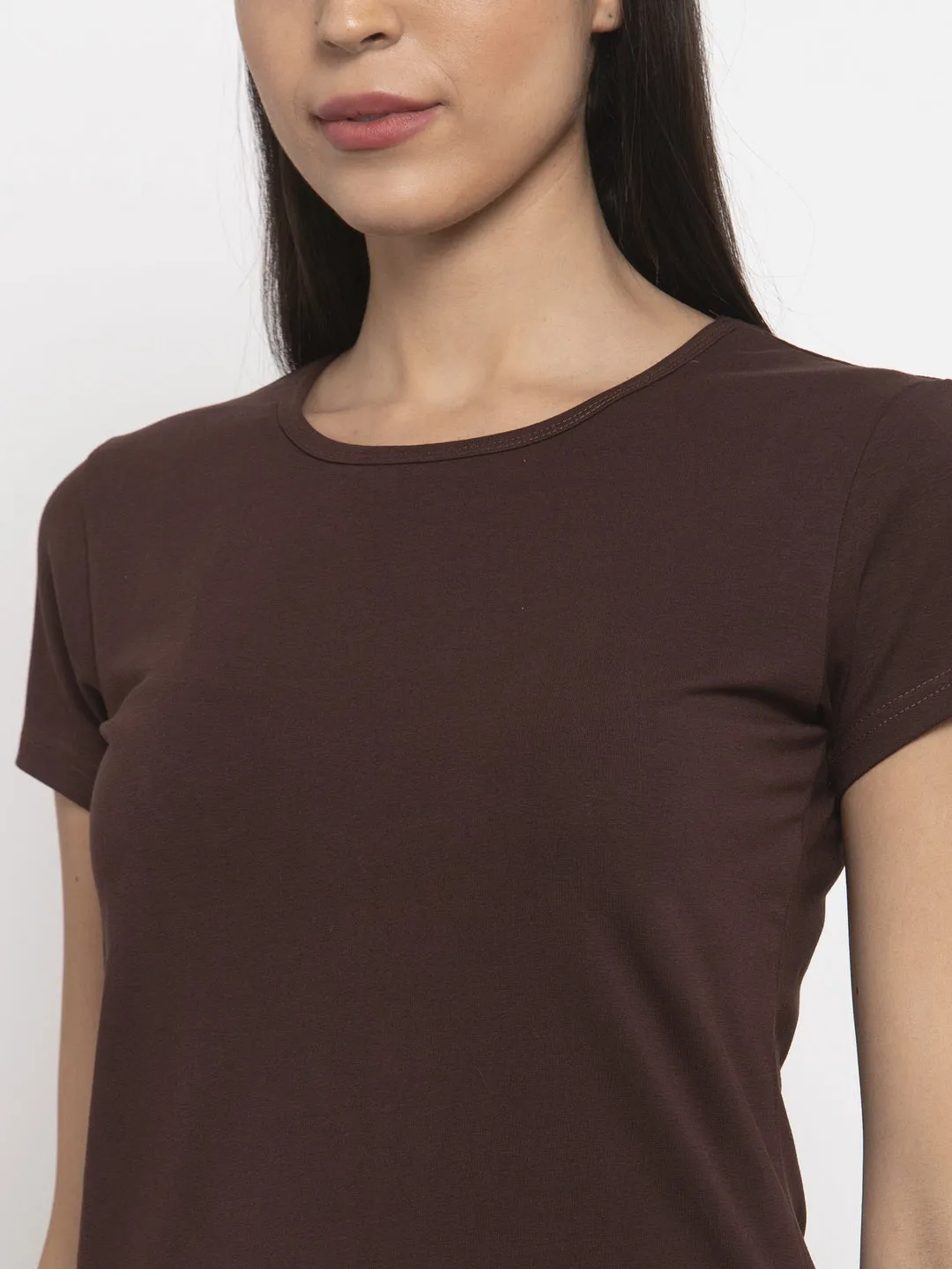 Bra-Less Double Layered T-Shirt - Brown