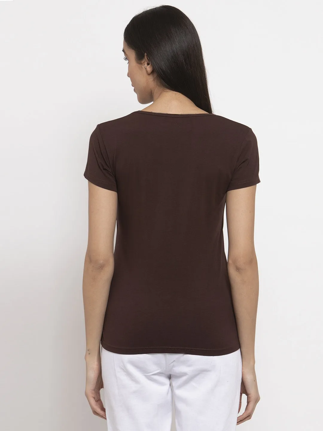 Bra-Less Double Layered T-Shirt - Brown