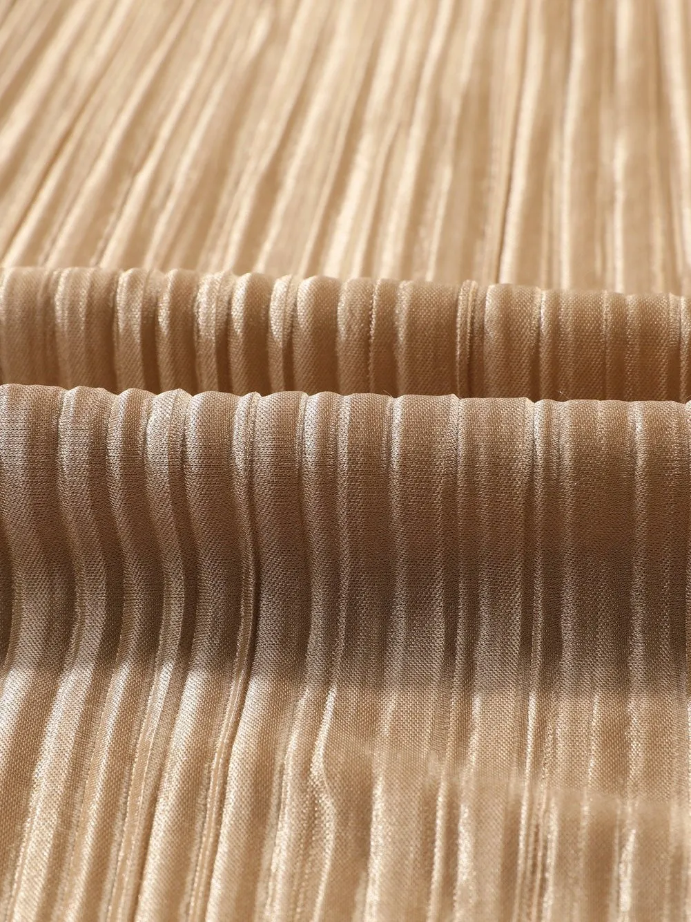Camel Twist Detail Pleated V Neck Crop Top