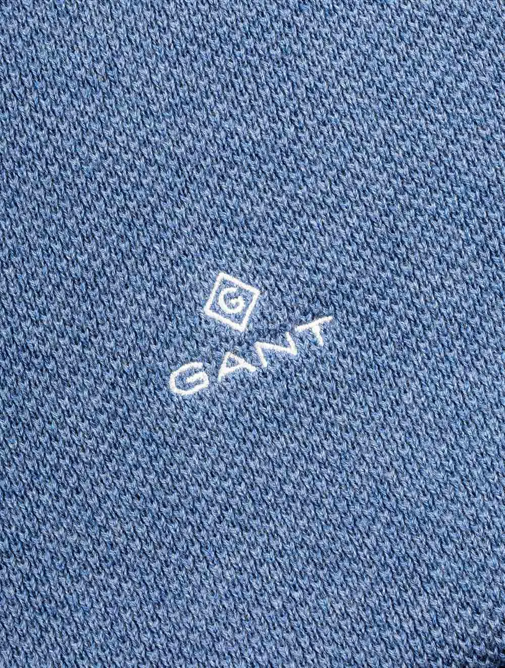 Cotton Pique Half Zip Denim Blue Mel