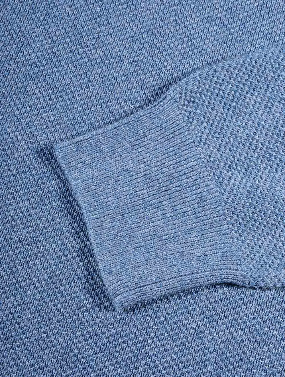 Cotton Pique Half Zip Denim Blue Mel