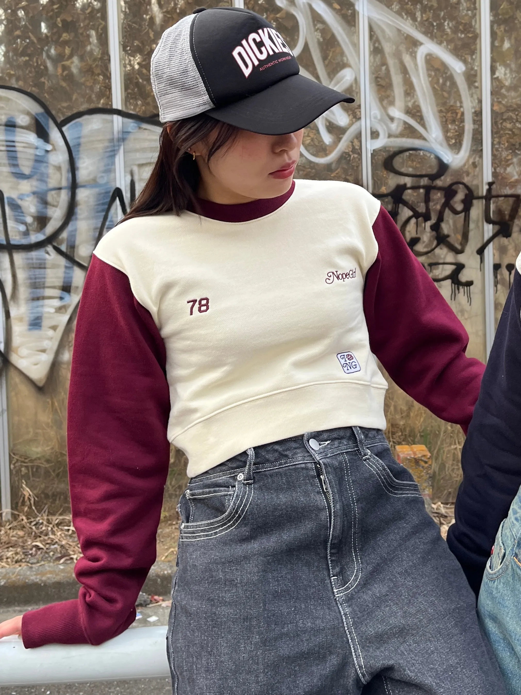 Cropped switching sweat
