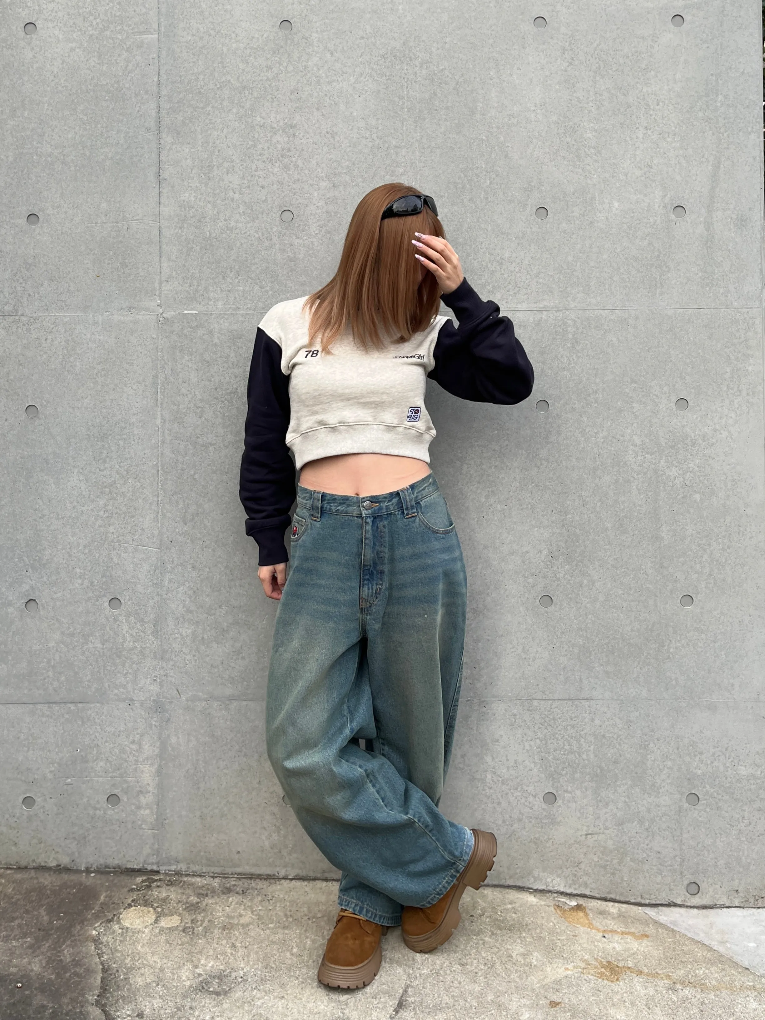 Cropped switching sweat