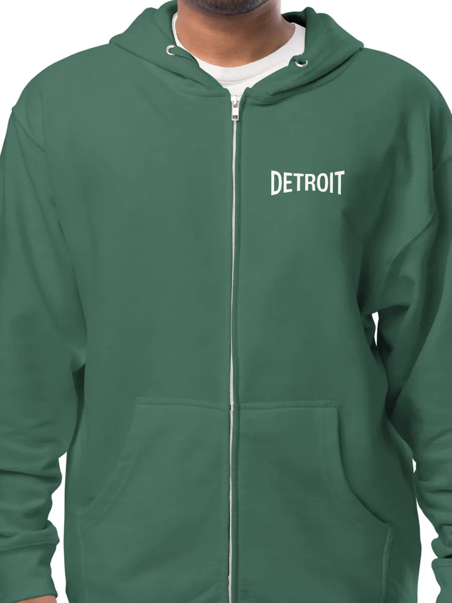 Detroit Champ Premium Unisex Fleece Zip Hoodie - Green / White