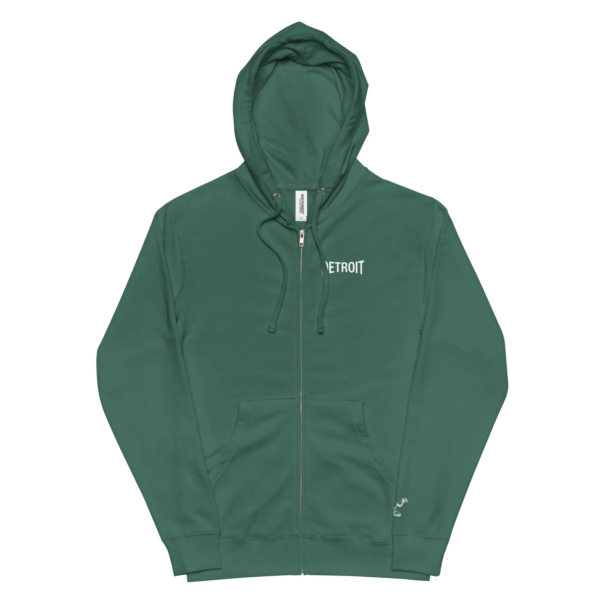 Detroit Champ Premium Unisex Fleece Zip Hoodie - Green / White