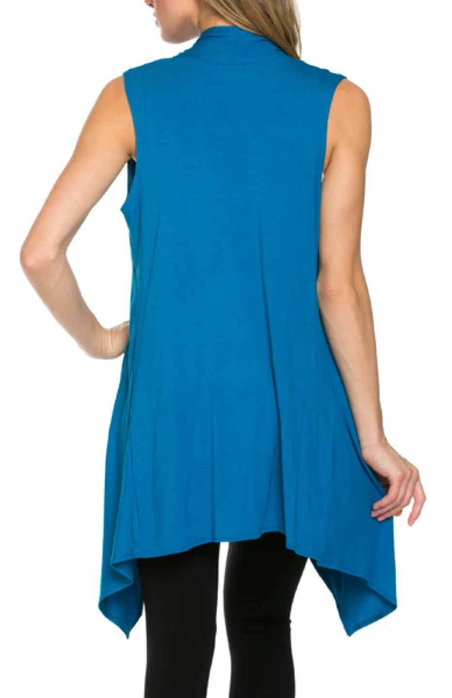 Draped Open Front Jersey Knit Vest