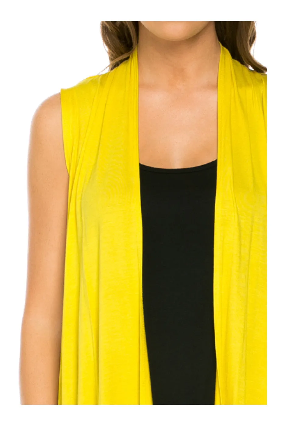 Draped Open Front Jersey Knit Vest