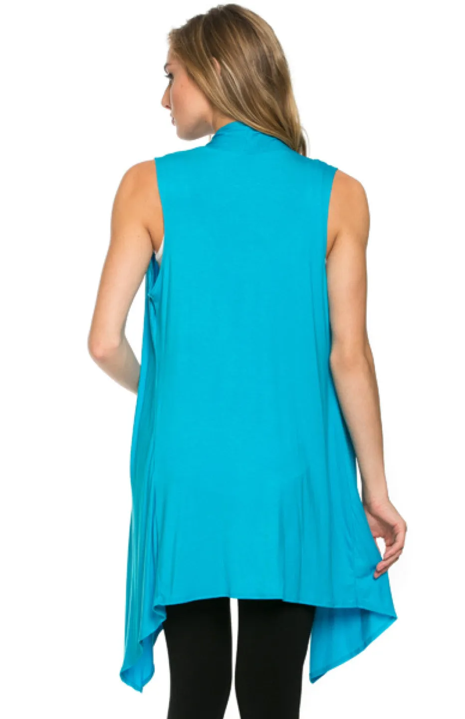 Draped Open Front Jersey Knit Vest