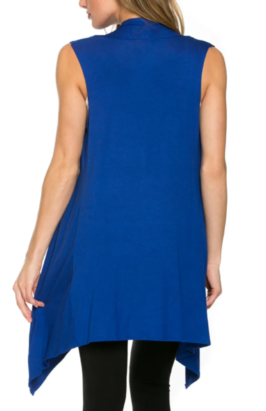 Draped Open Front Jersey Knit Vest