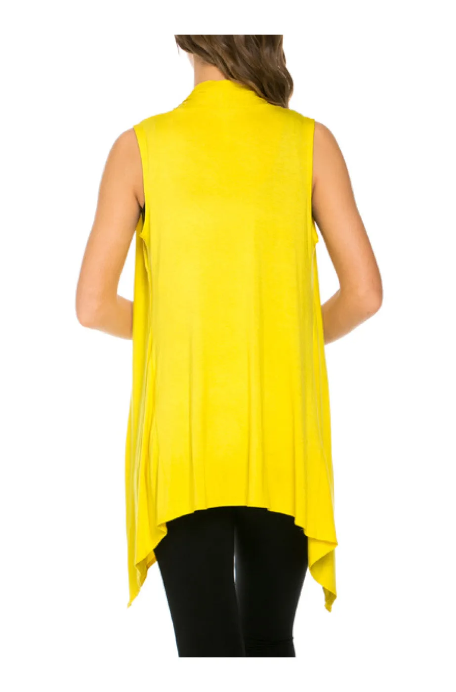 Draped Open Front Jersey Knit Vest
