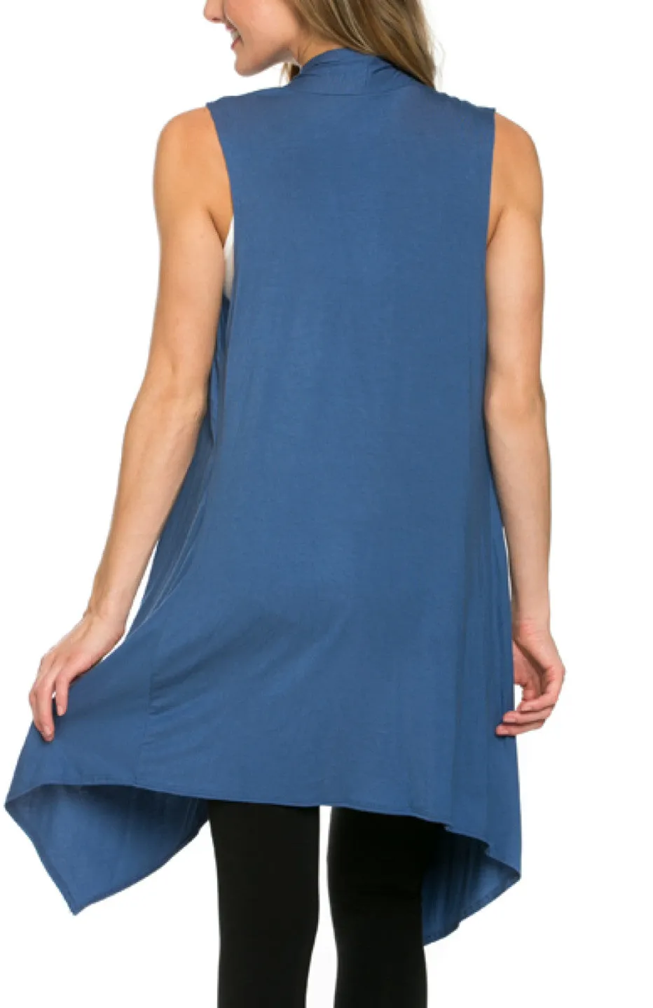 Draped Open Front Jersey Knit Vest