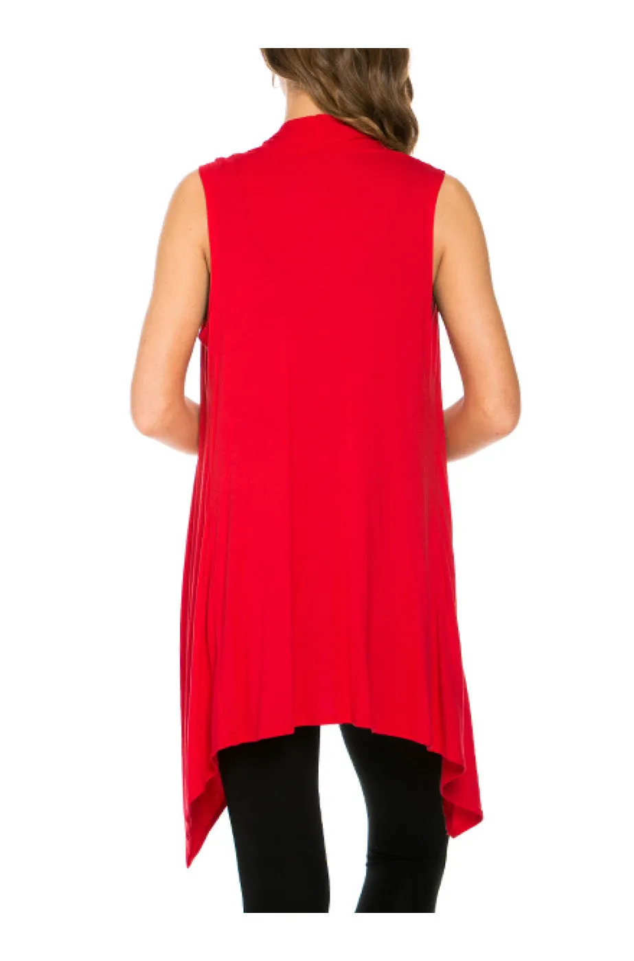 Draped Open Front Jersey Knit Vest