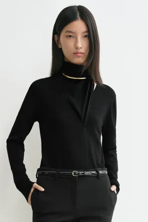 Draped-scarf fine knit