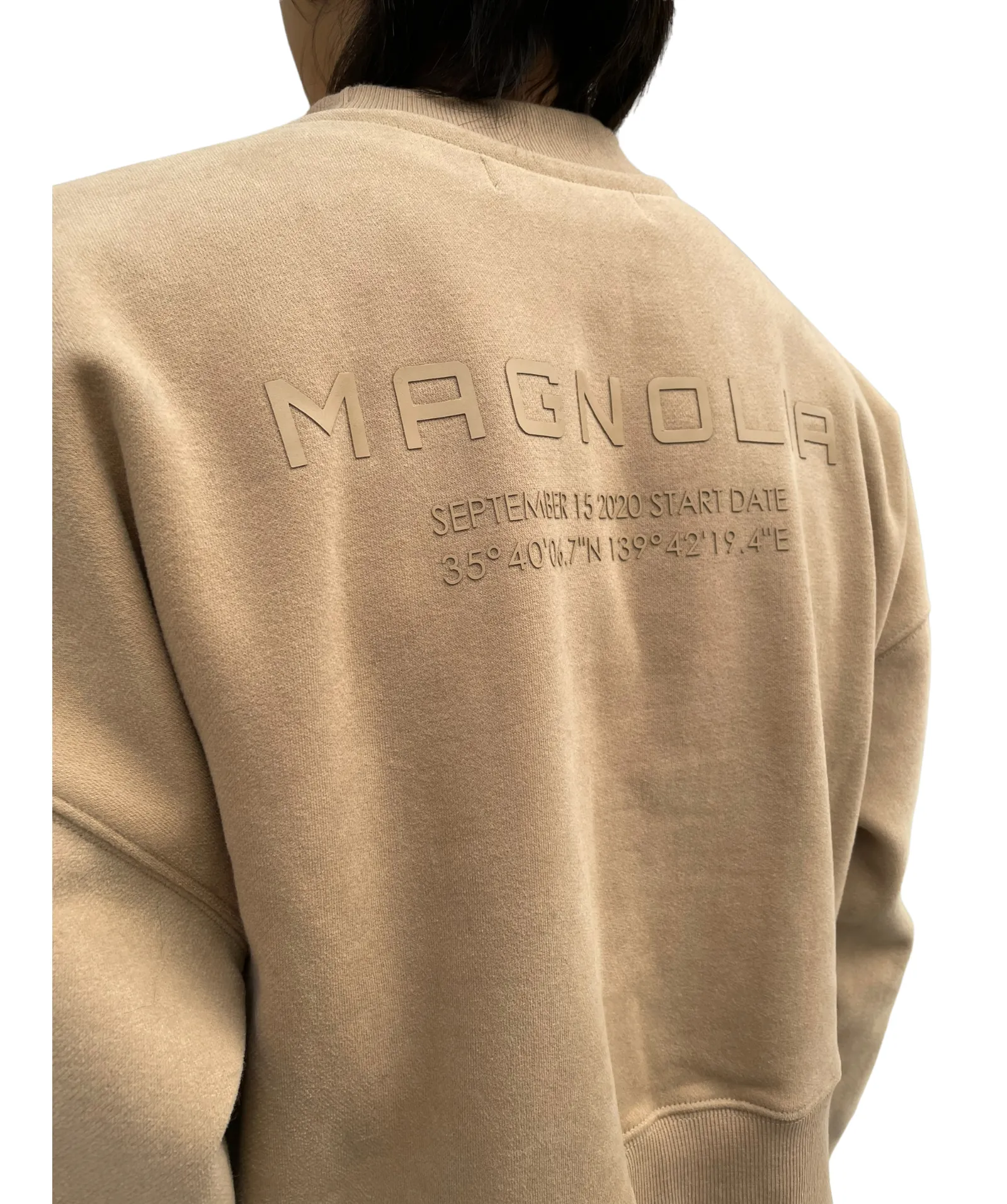 Emboss Cropped Sweat-BEIGE