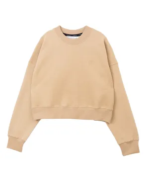Emboss Cropped Sweat-BEIGE