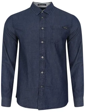 Gatiss Dotted Denim Shirt in Indigo Blue - Tokyo Laundry