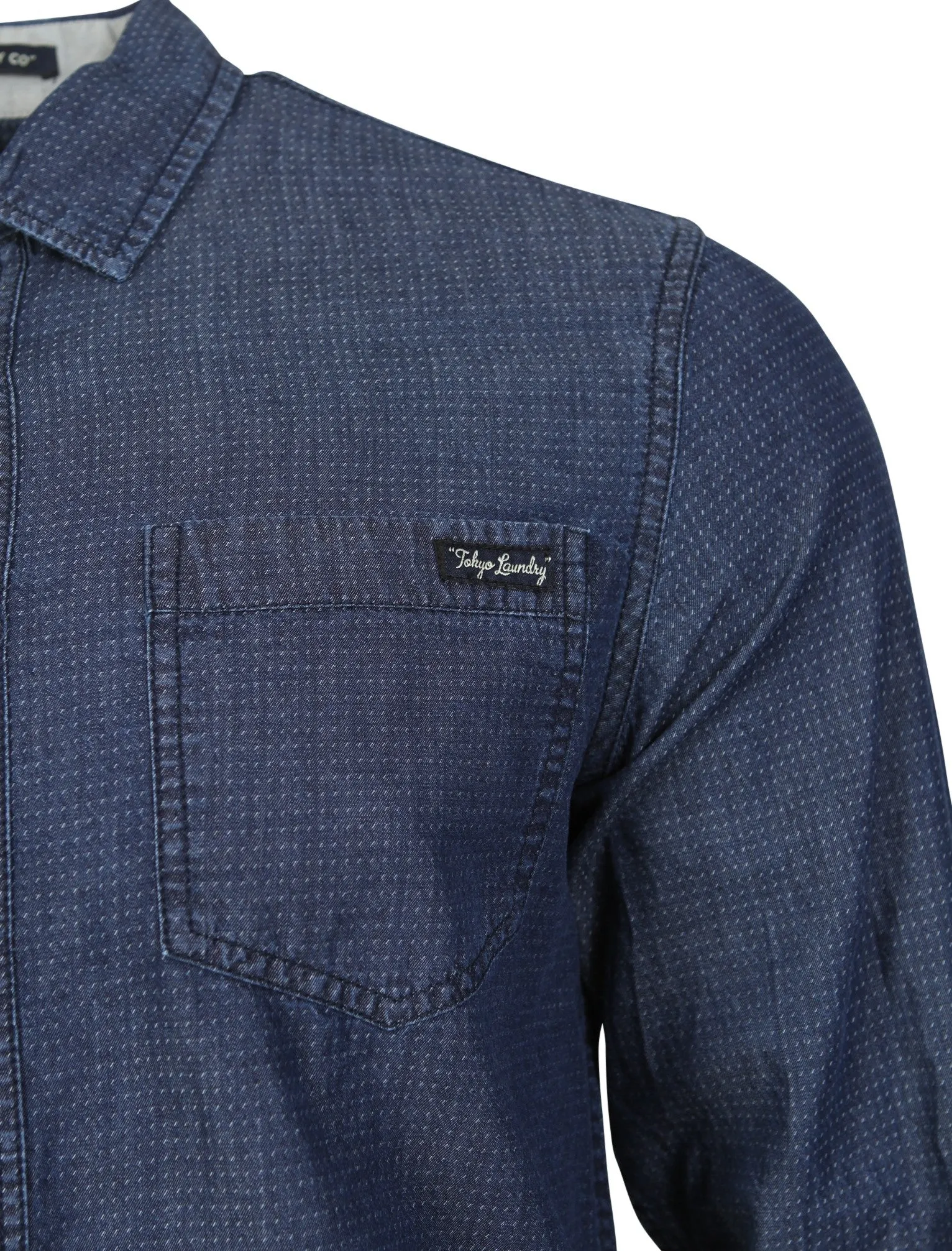 Gatiss Dotted Denim Shirt in Indigo Blue - Tokyo Laundry