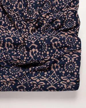 Indigo Hand Block Moss Crepe Fabric