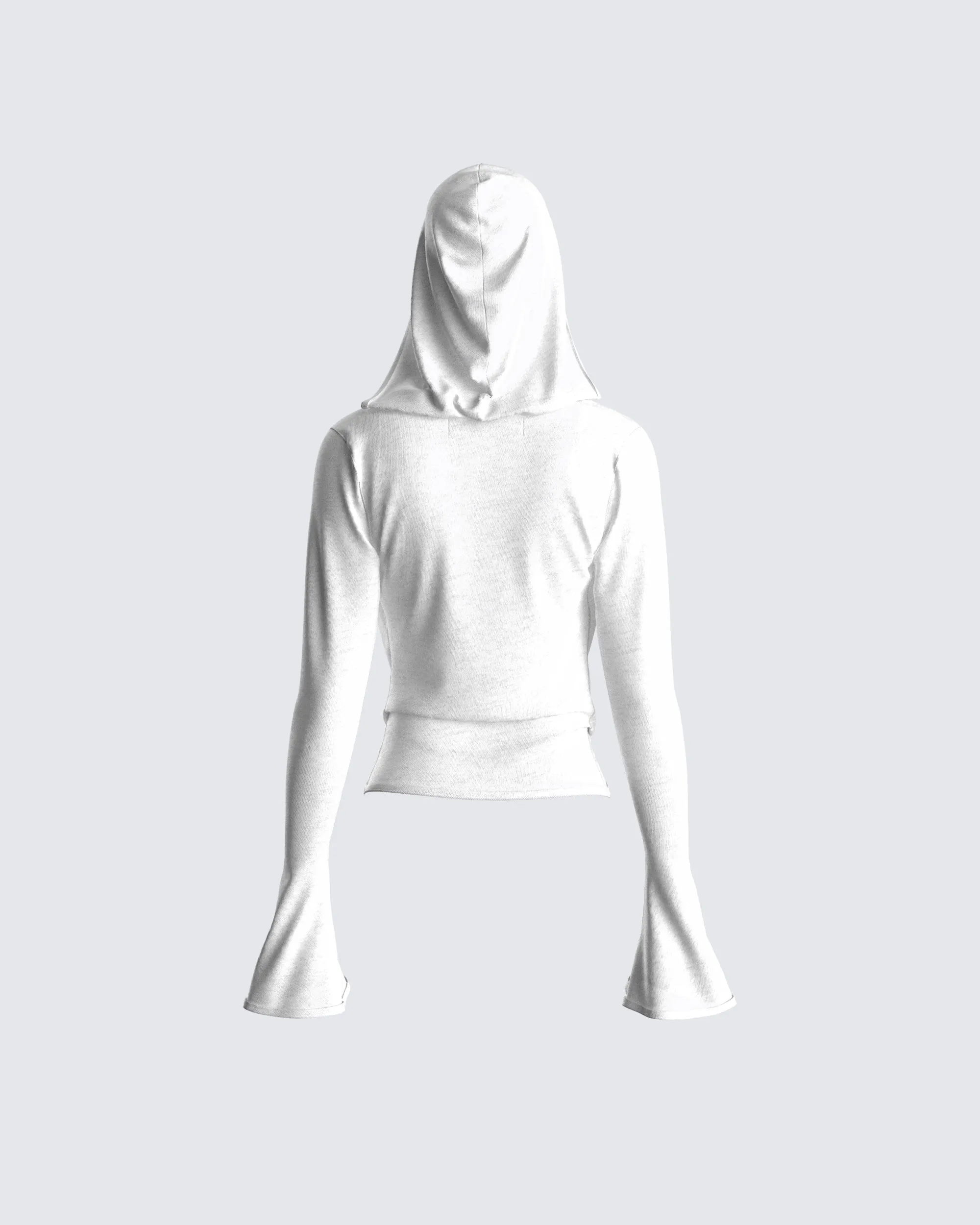 Inga White Knit Hooded Draped Top