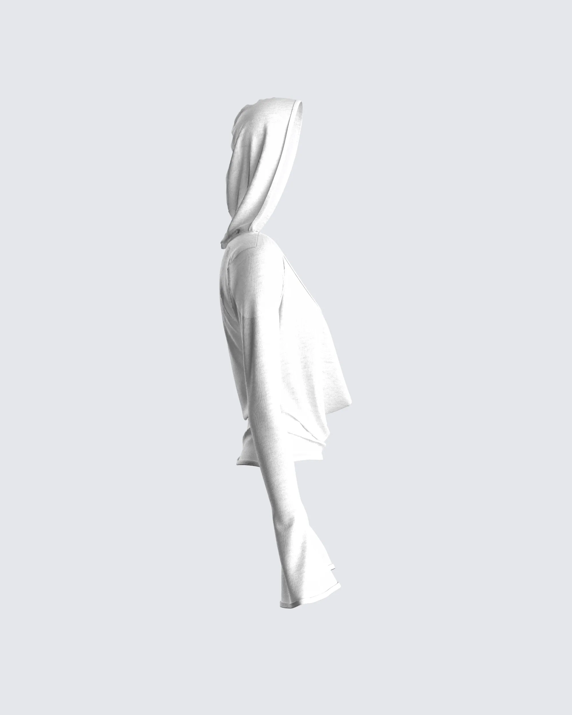 Inga White Knit Hooded Draped Top