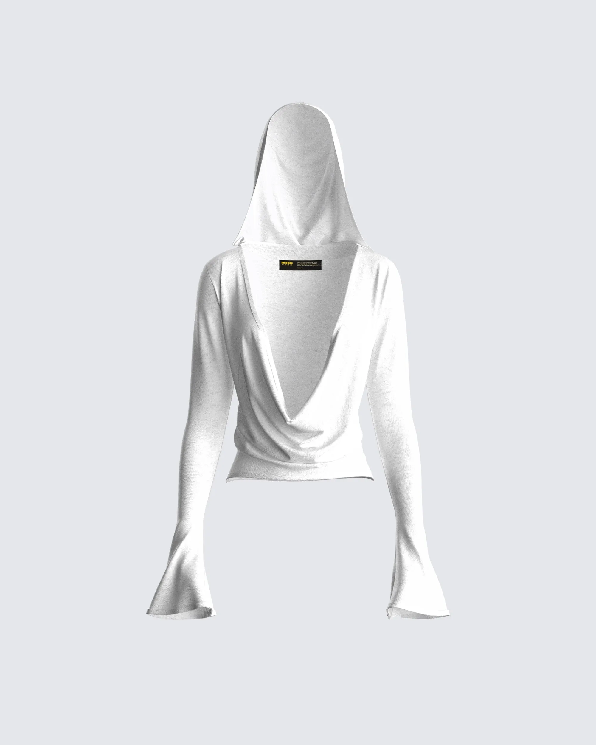 Inga White Knit Hooded Draped Top