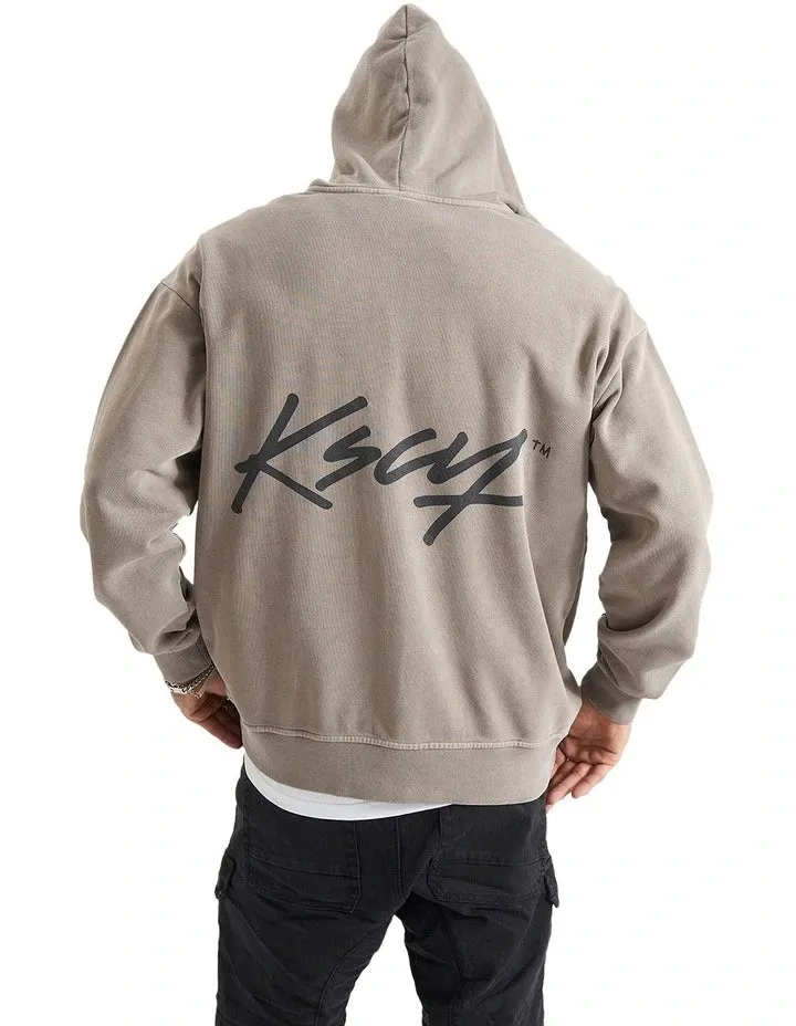 Kiss Chacey  Hedda Relaxed Hooded Zip Sweater - Pigment Driftwood
