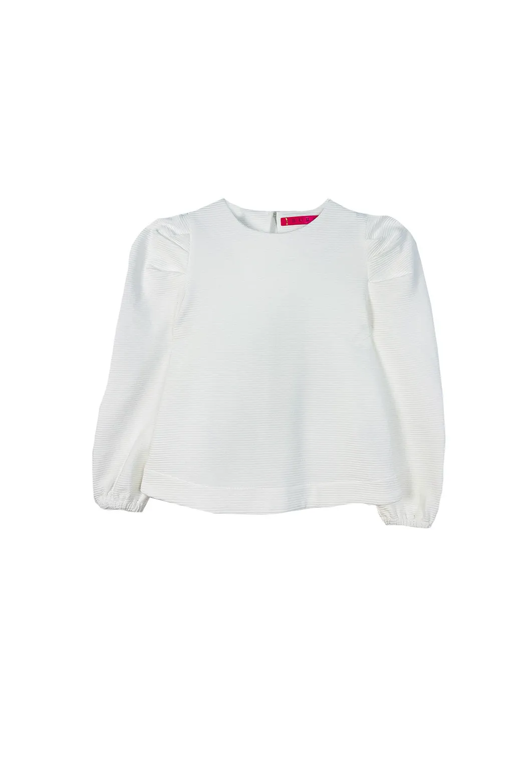 Long Sleeve Puff Sleeve Top - White