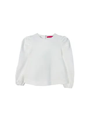 Long Sleeve Puff Sleeve Top - White