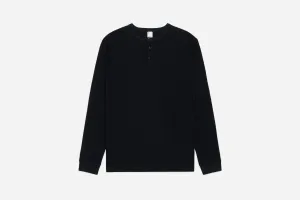 Long Sleeve Thermal Henley ~ Black