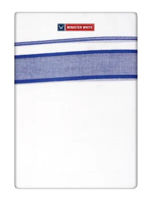 Mens Cotton White Double Layered Dhoti with Royal Blue Fancy Kara- Empuran