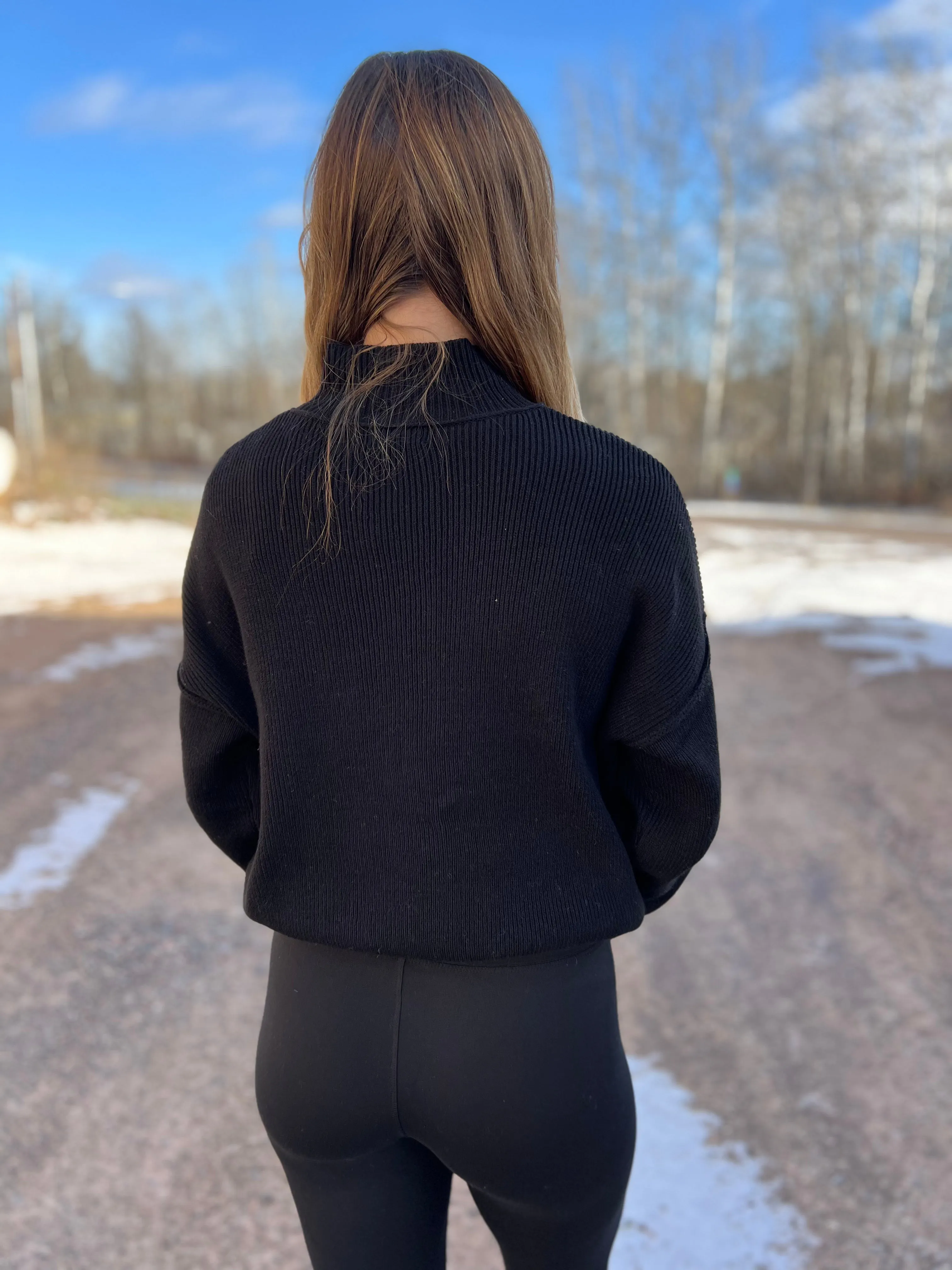 Mock Neck Ribbed Sweater