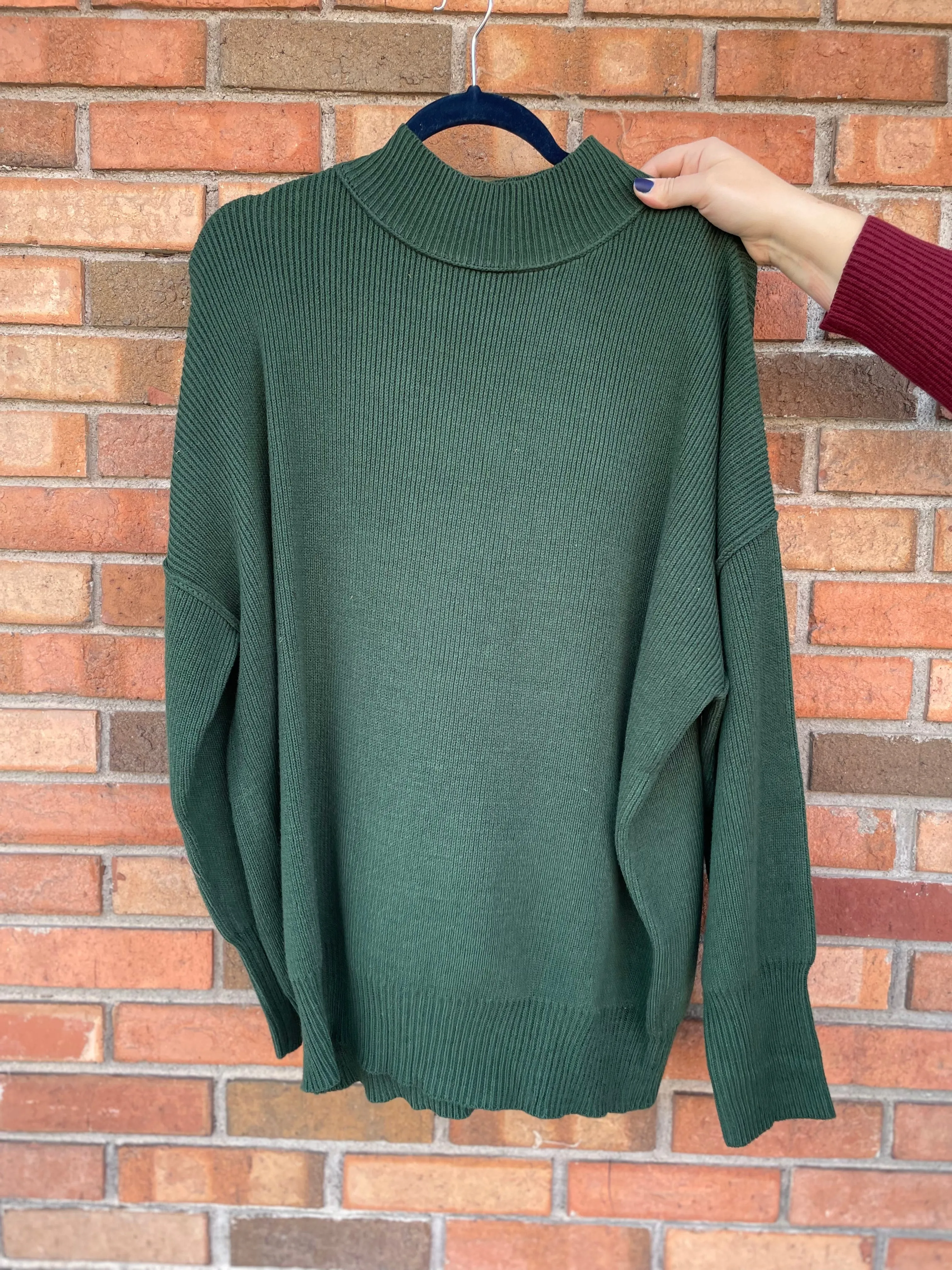Mock Neck Ribbed Sweater
