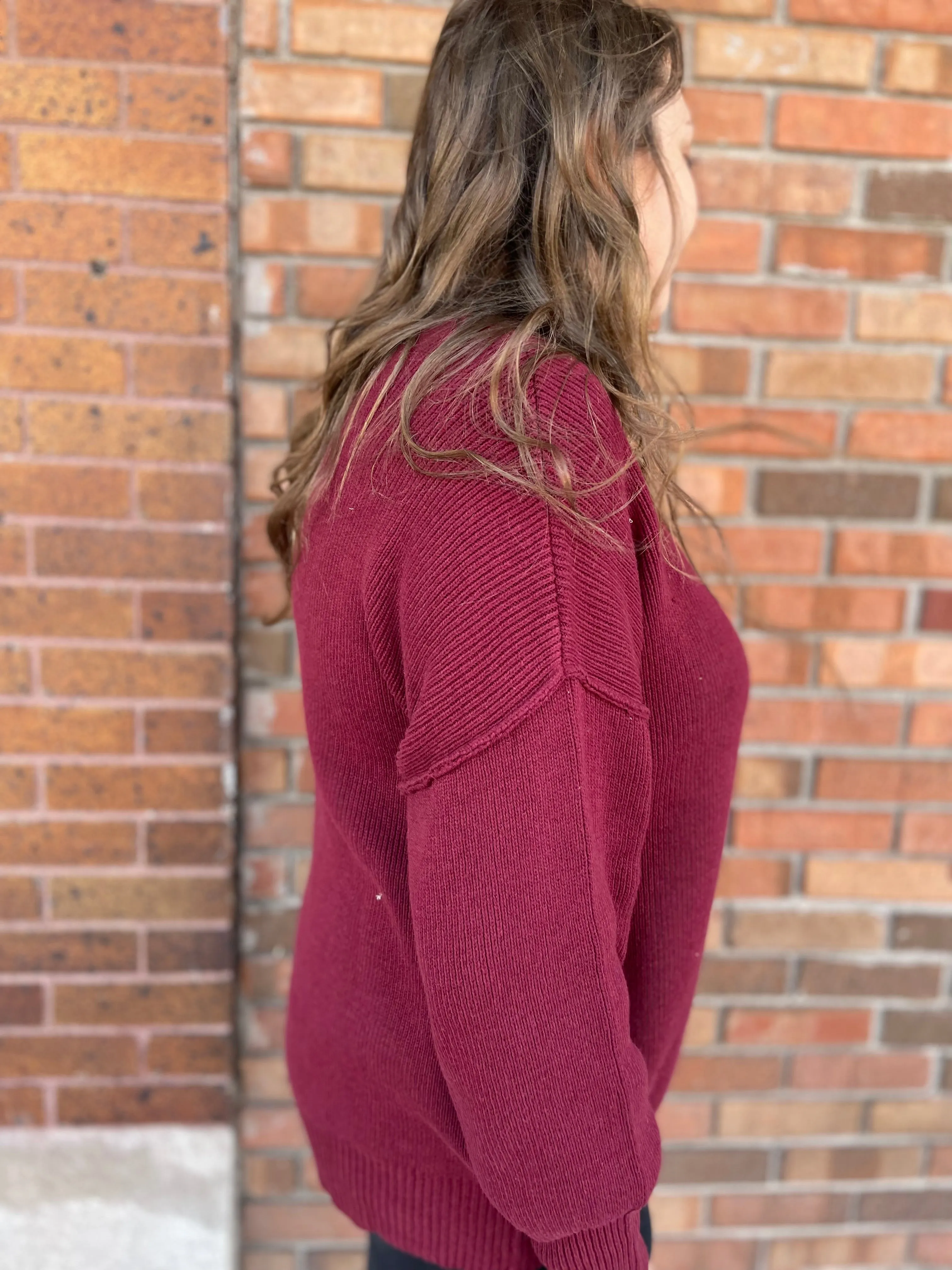Mock Neck Ribbed Sweater