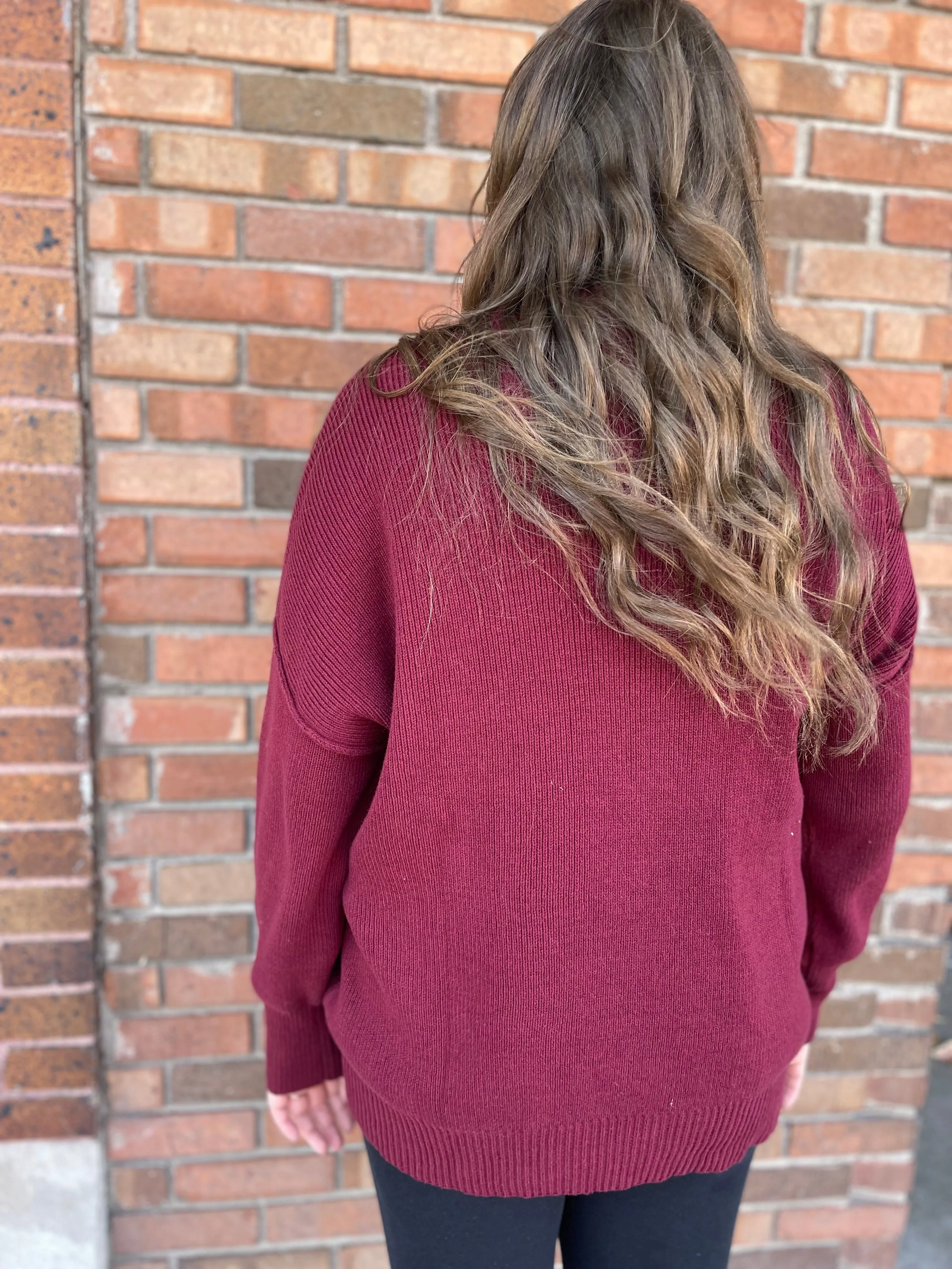 Mock Neck Ribbed Sweater