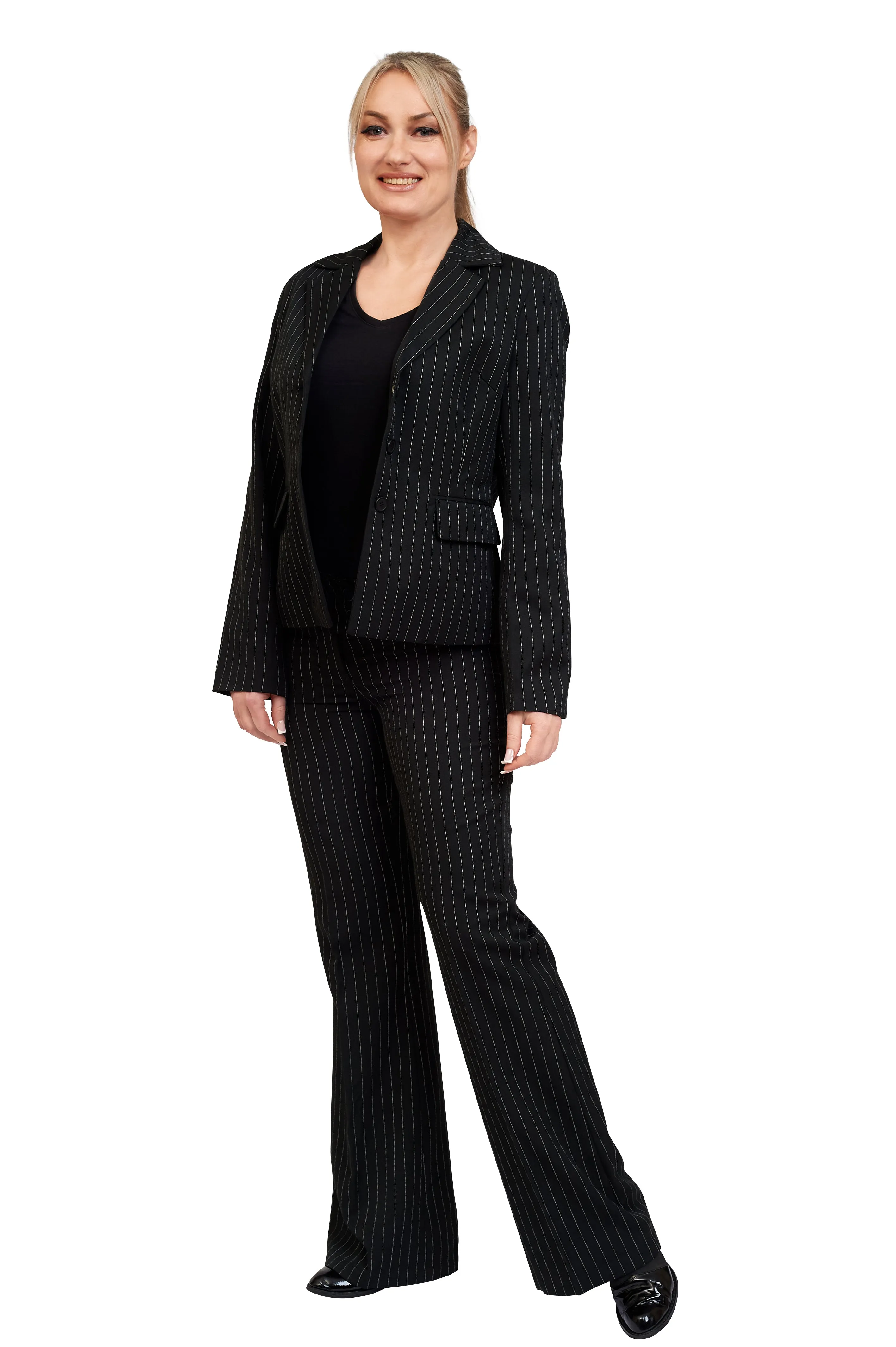 Pinstripe Blazer in Black