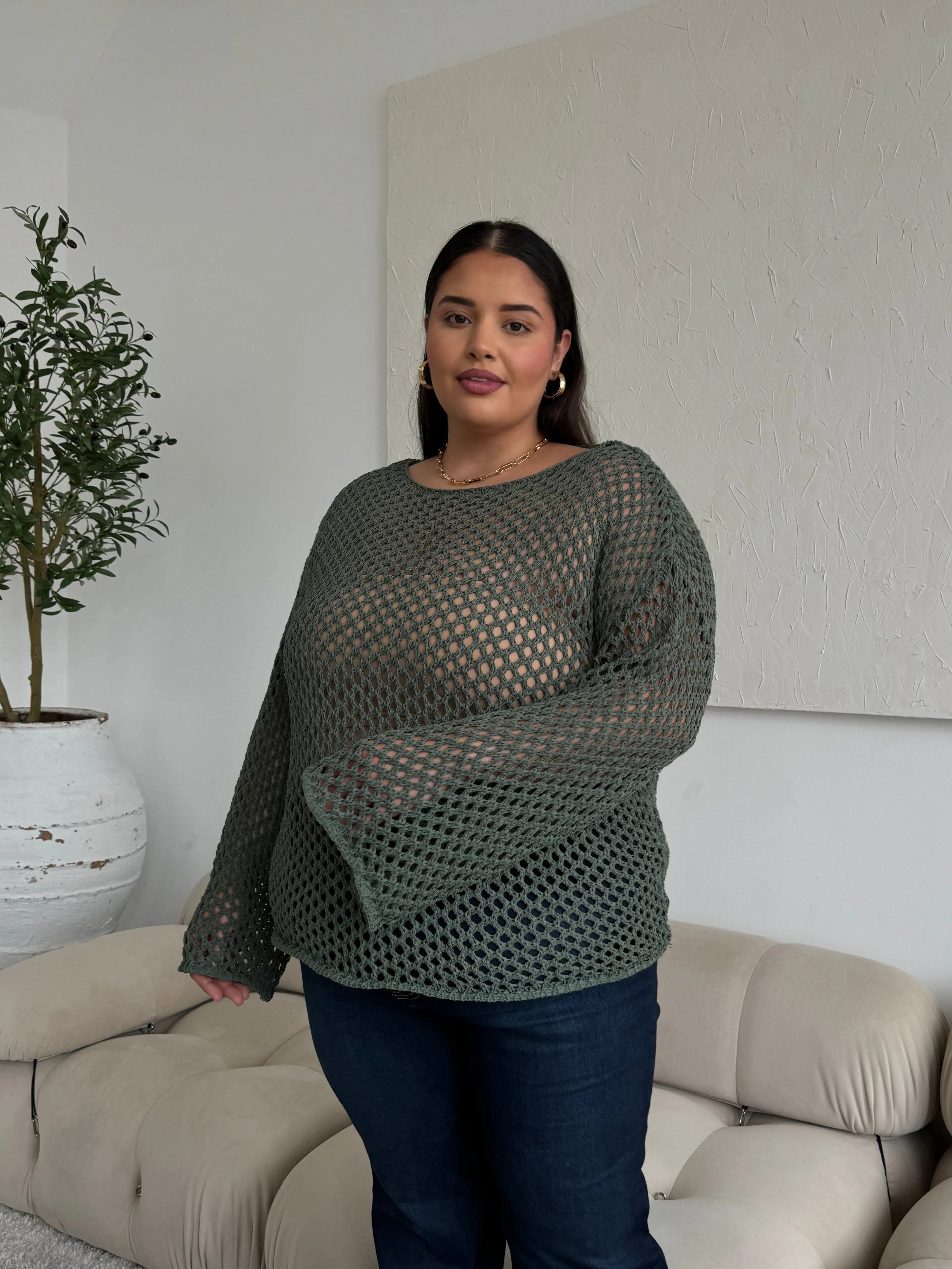 Plus Size Crochet Knit Top