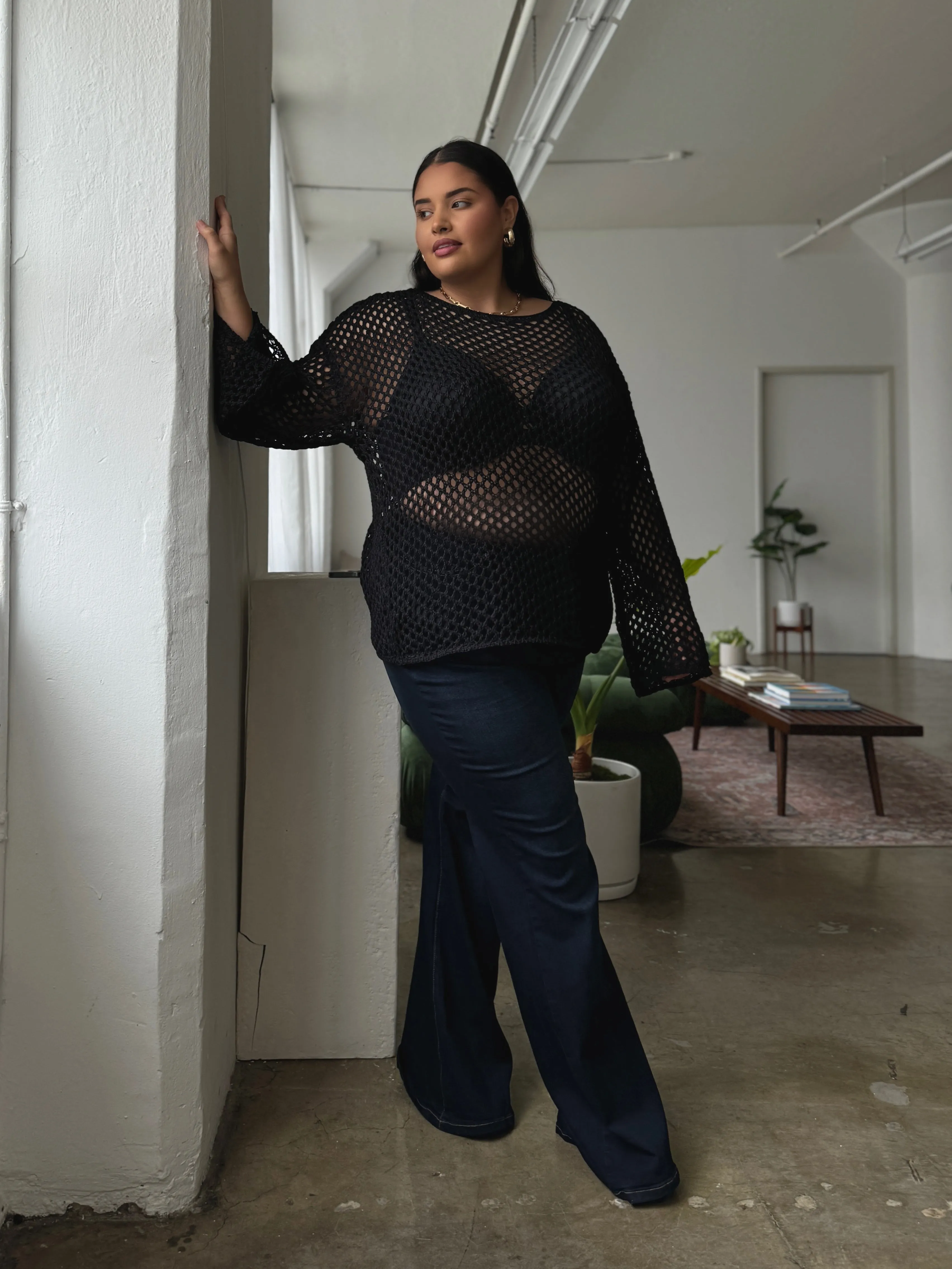 Plus Size Crochet Knit Top