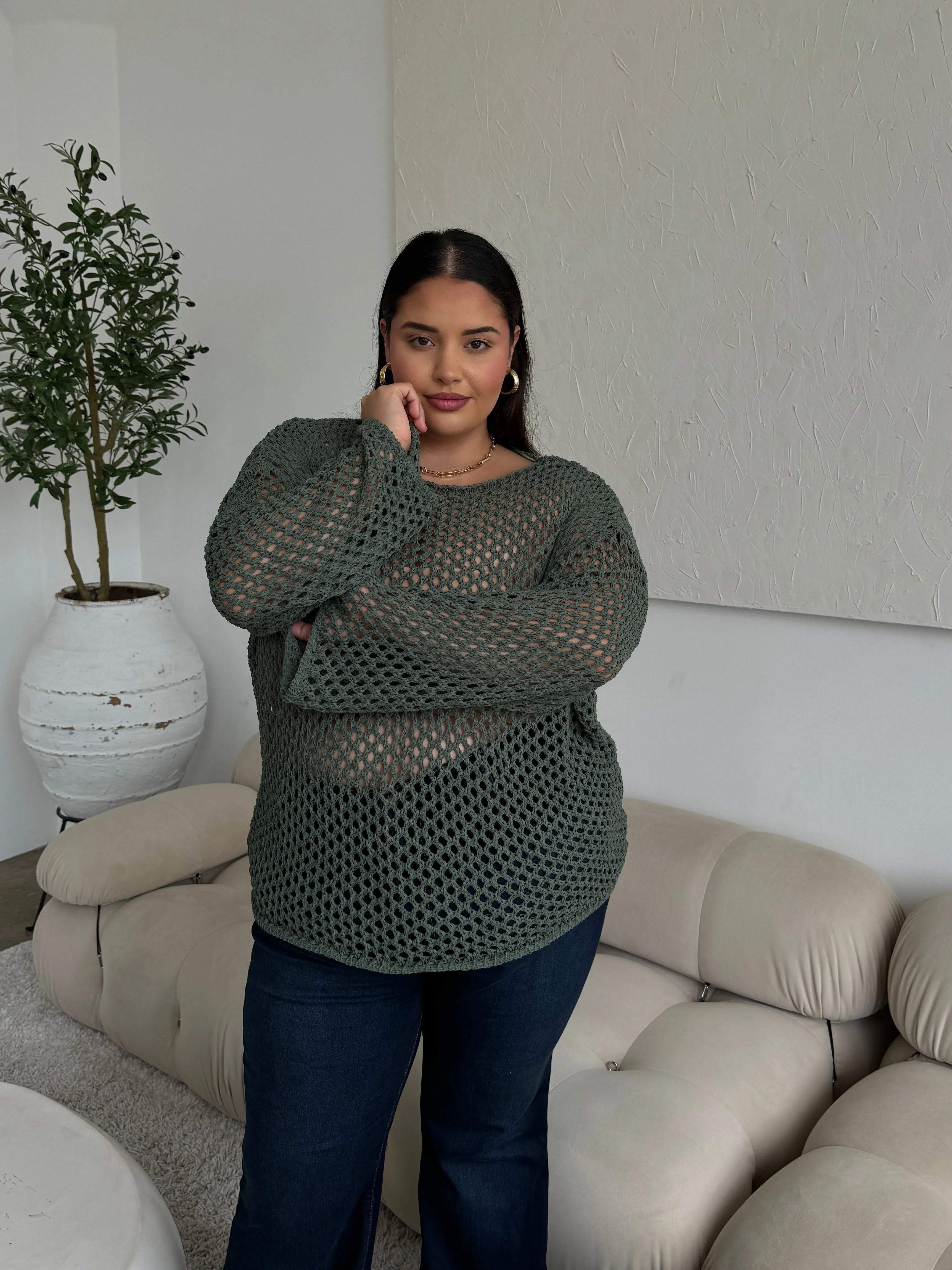 Plus Size Crochet Knit Top