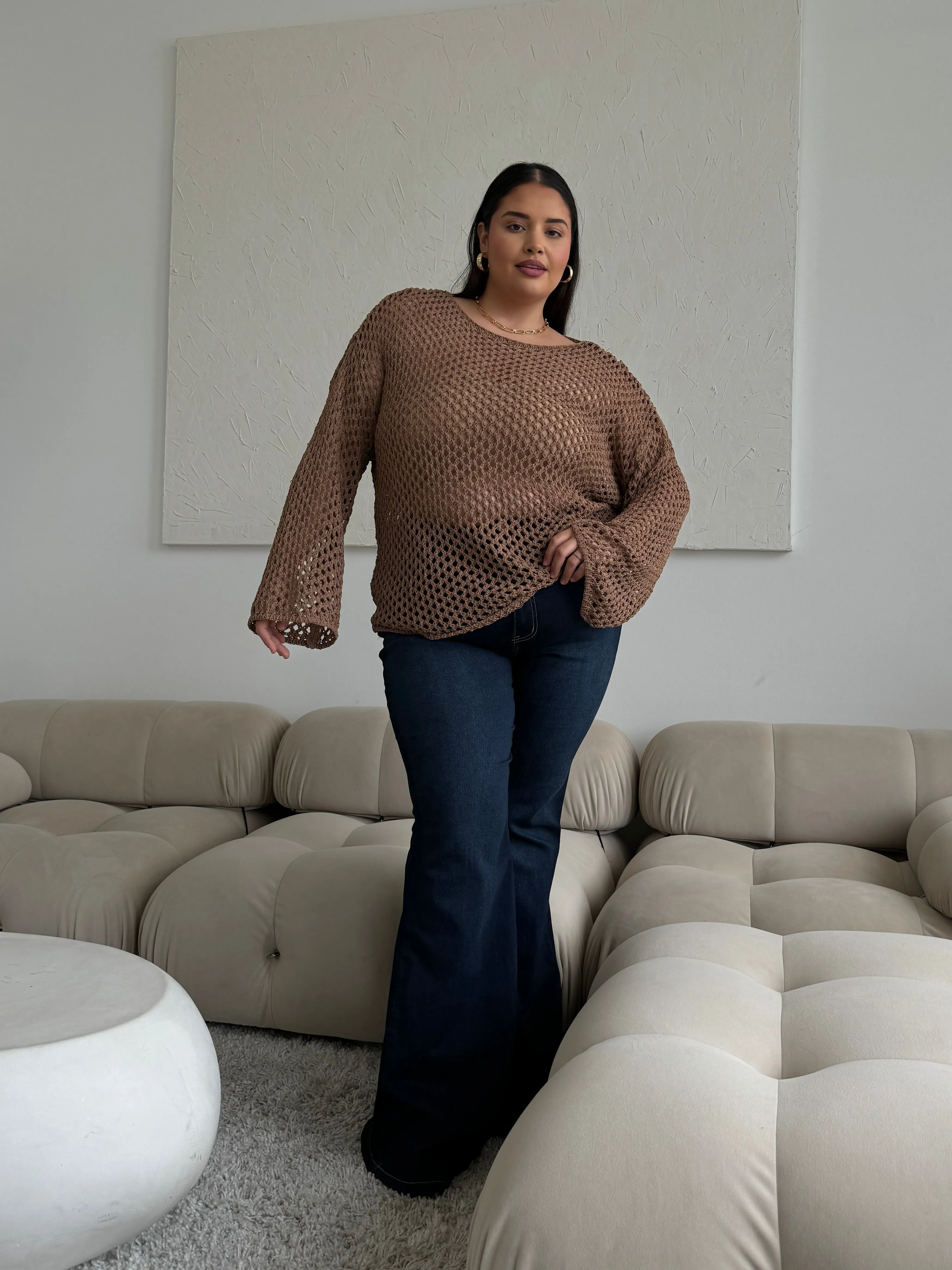 Plus Size Crochet Knit Top