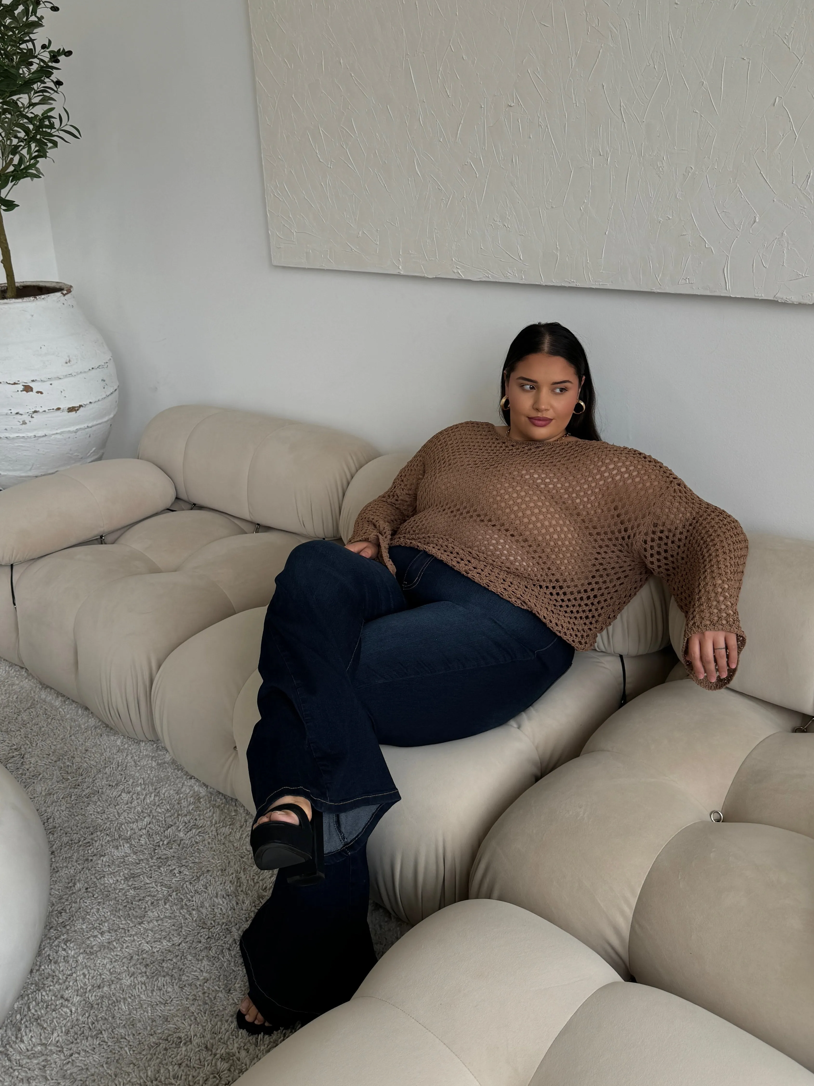 Plus Size Crochet Knit Top