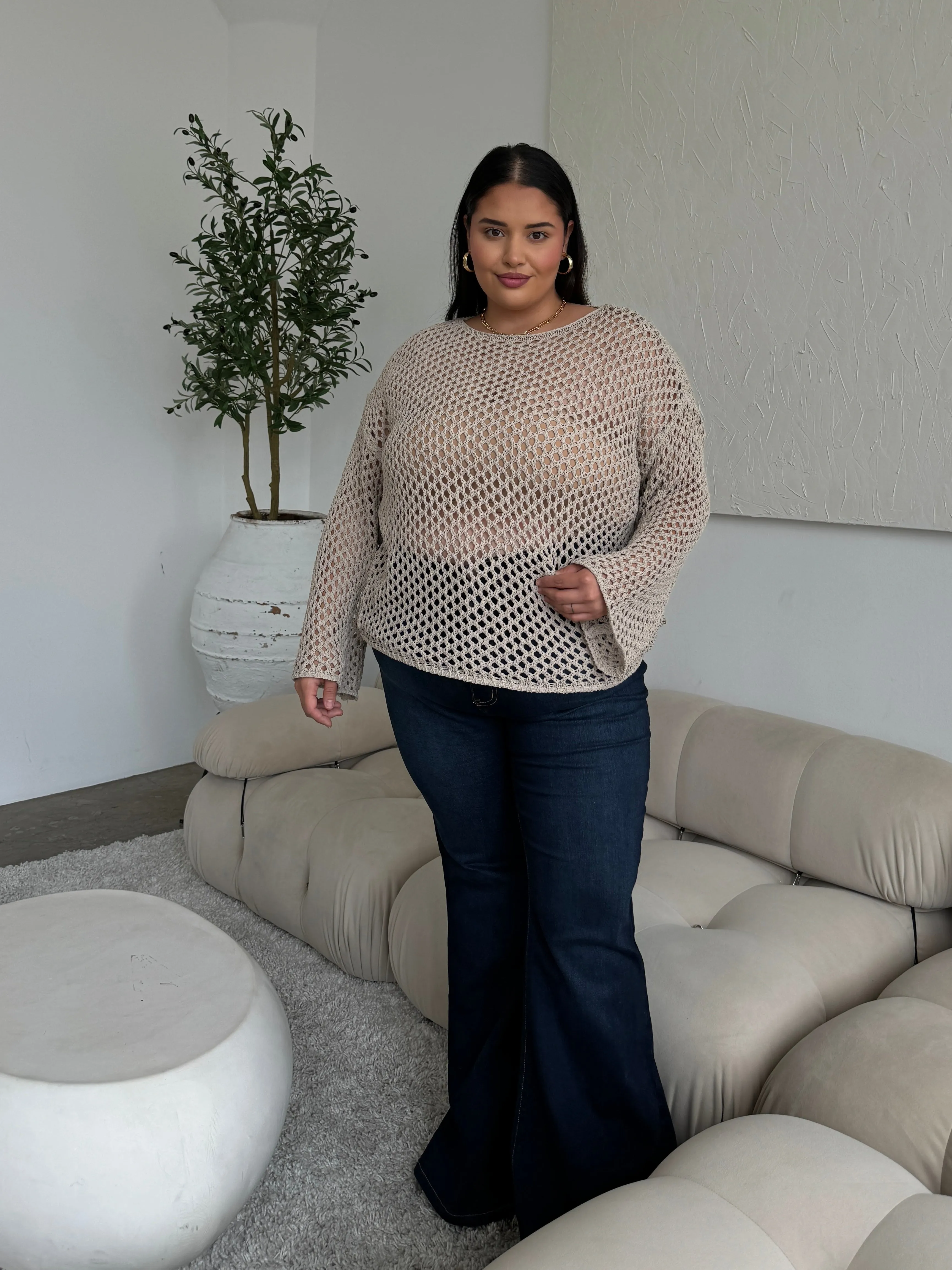 Plus Size Crochet Knit Top