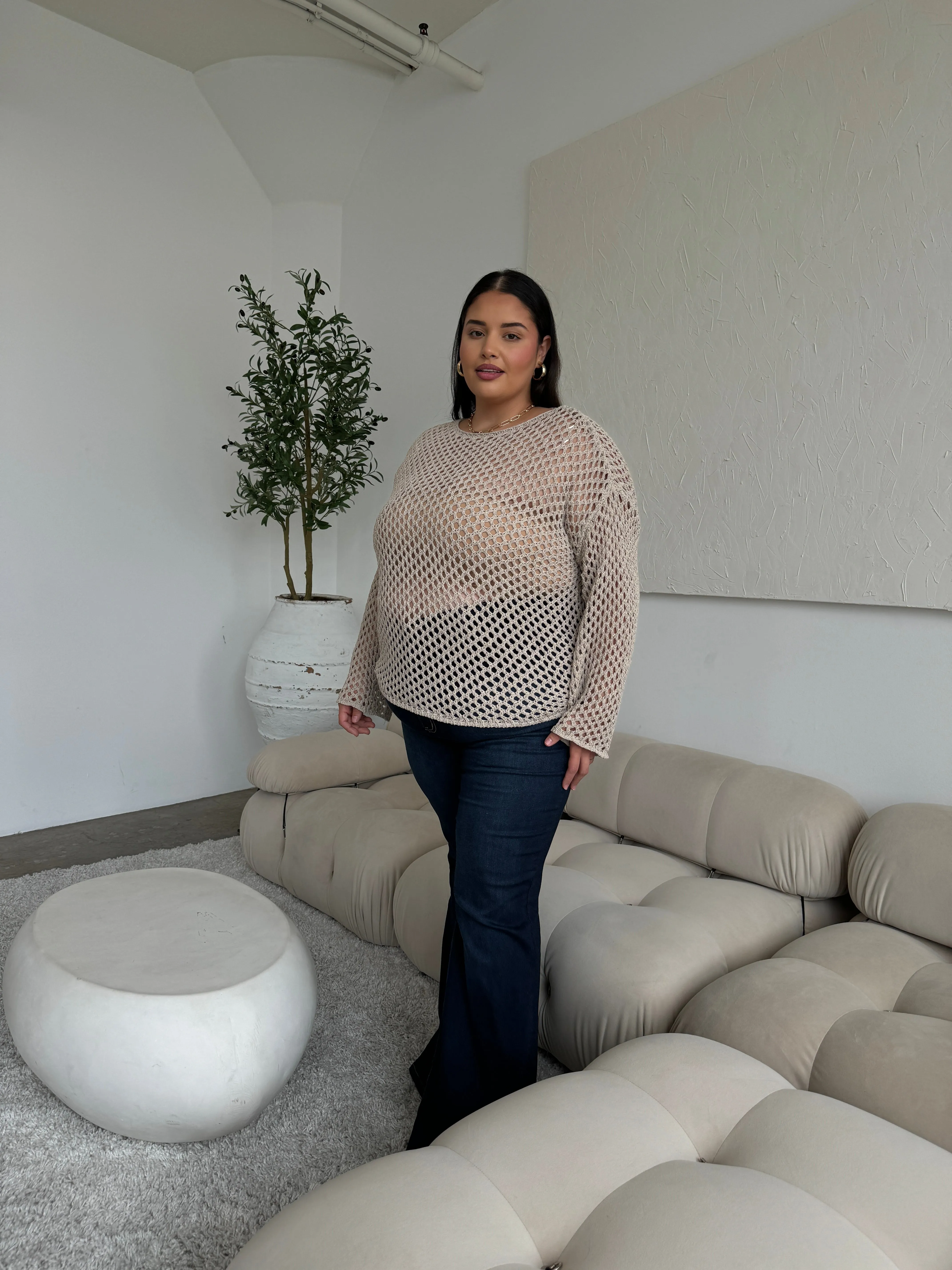 Plus Size Crochet Knit Top