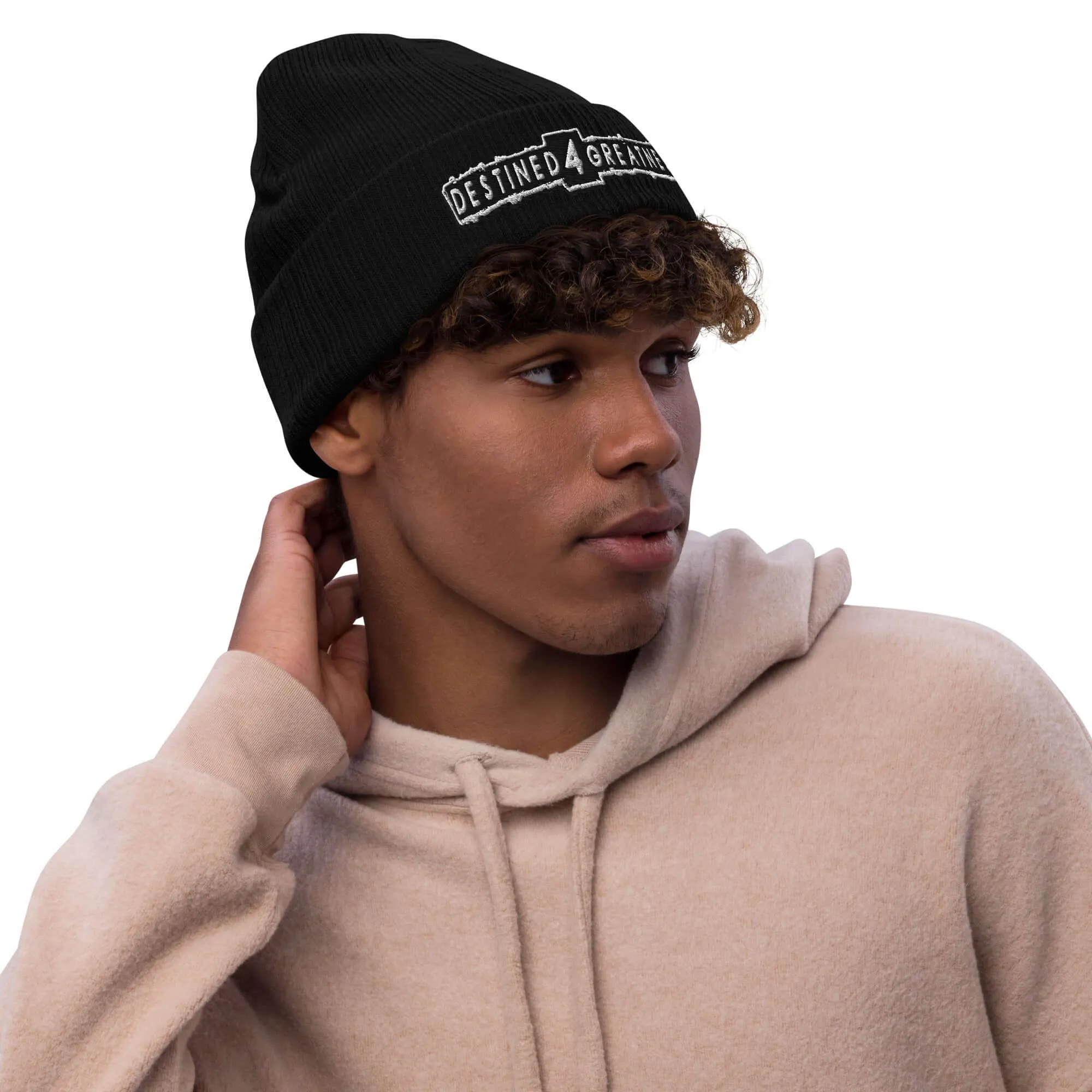 "Destined 4 Greatness" Ribbed knit beanie (Color options available)
